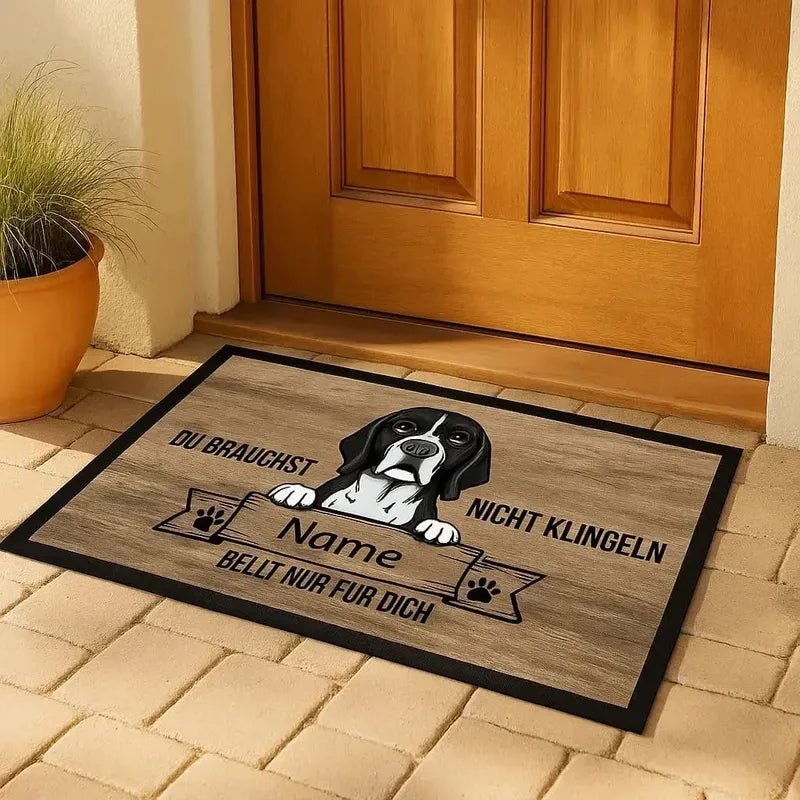 Fußmatten für Hundebesitzer personalisiert mit Wunschname und Hundemotiv