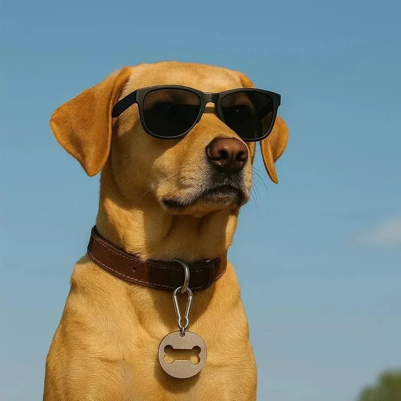 Hund mit Sonnenbrille für die Va<tertagskollektion personalisierter Geschenke