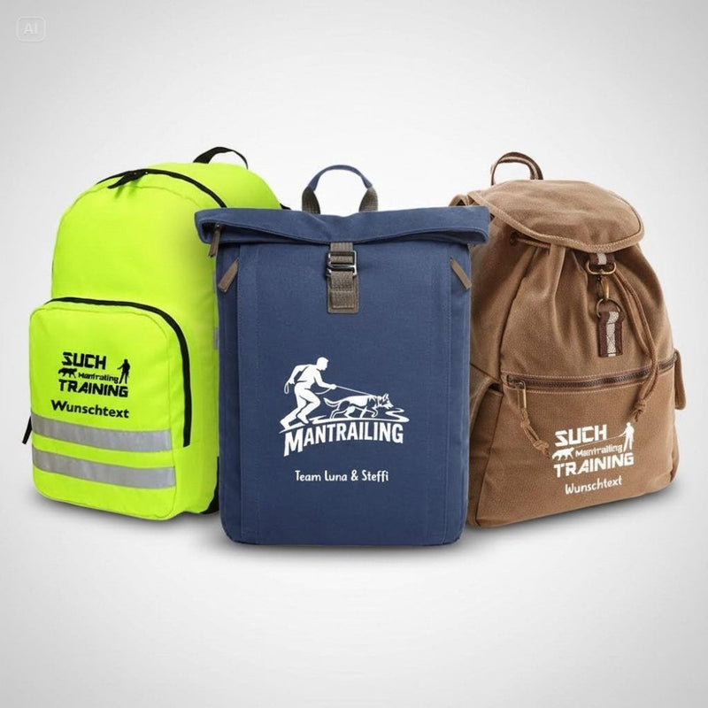 Rucksäcke mit Hundemotiv personalisiert – Rolltop Canvas, Reflex und Hunderassen-Rucksack für Hundebesitzer