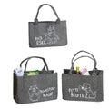 Dunkelgraue Filz Tasche Shopping Bag, 40x26x26 cm, bestickt mit Tiermotiv