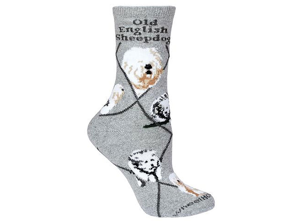 Hunde Rasse Socken: Bobtail - Old English Sheepdog -grau-