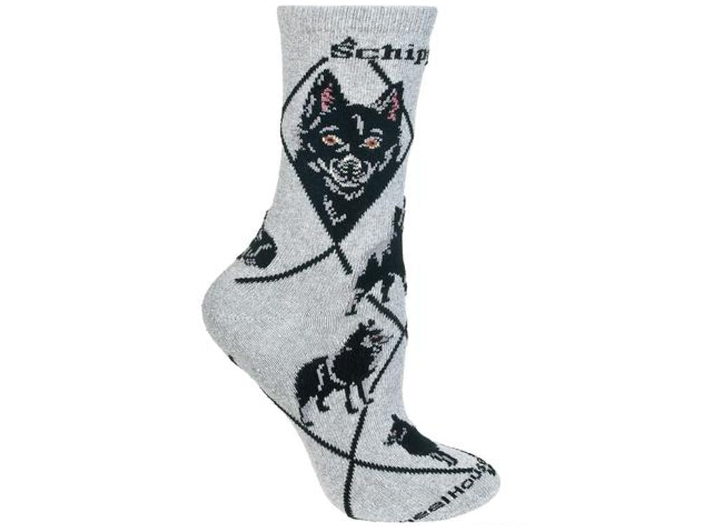 Hunde Rasse Socken: Schipperke -grau-Tierisch tolle Geschenke