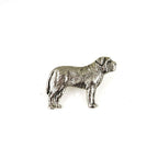 Versilberte Zinn-Brosche mit Yorkshire Terrier