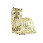 Vergoldete Zinn-Brosche mit Yorkshire Terrier