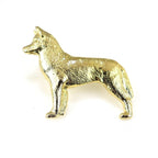 Vergoldete Zinn-Brosche mit Siberian Husky