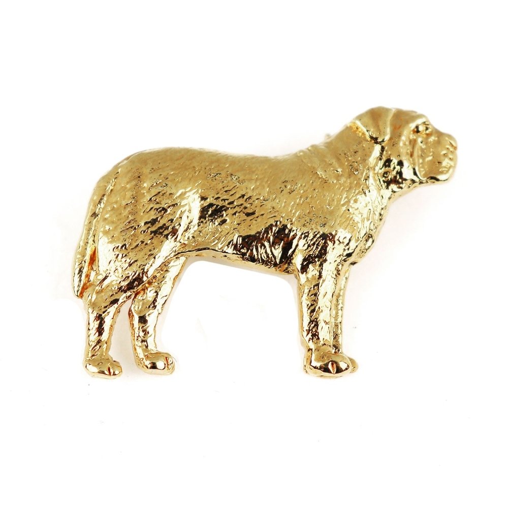 Mastiff Zinn-Brosche - Vergoldet-Tierisch tolle Geschenke