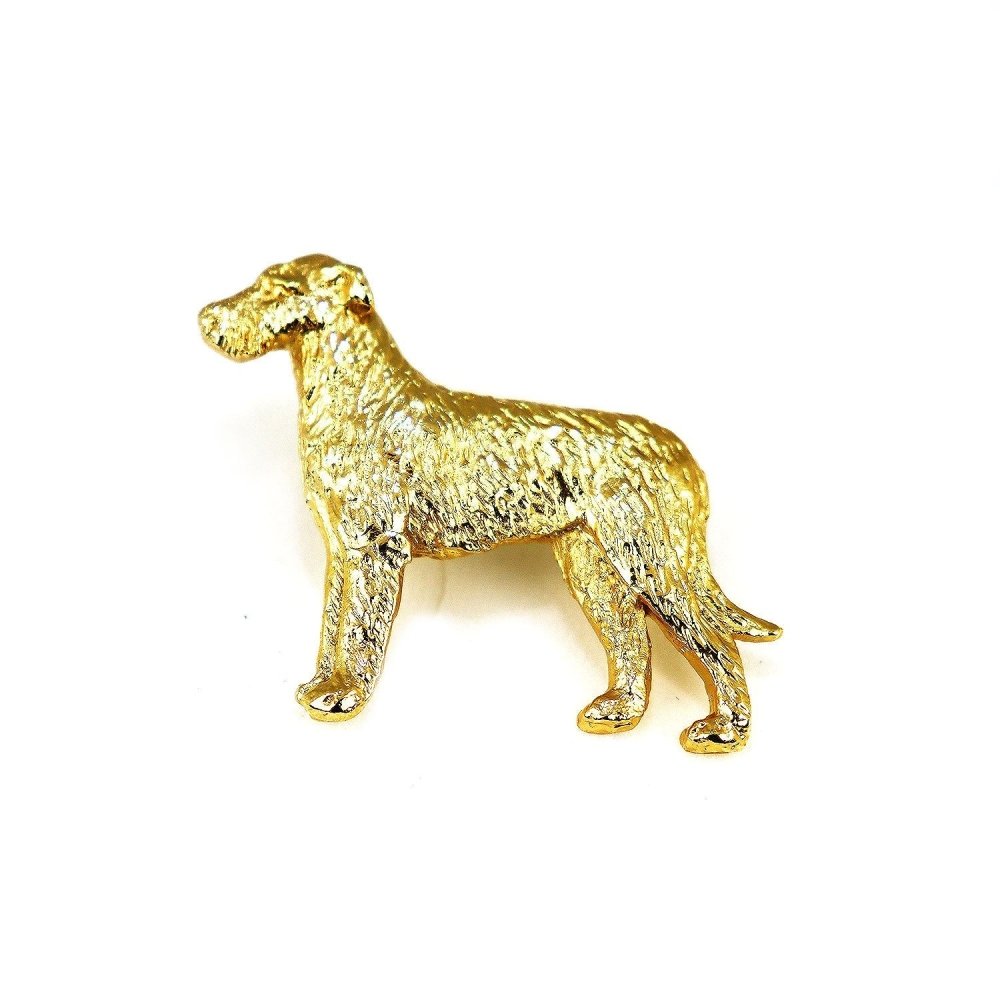 Irish Wolfhound Zinn-Brosche - Vergoldet-Tierisch tolle Geschenke