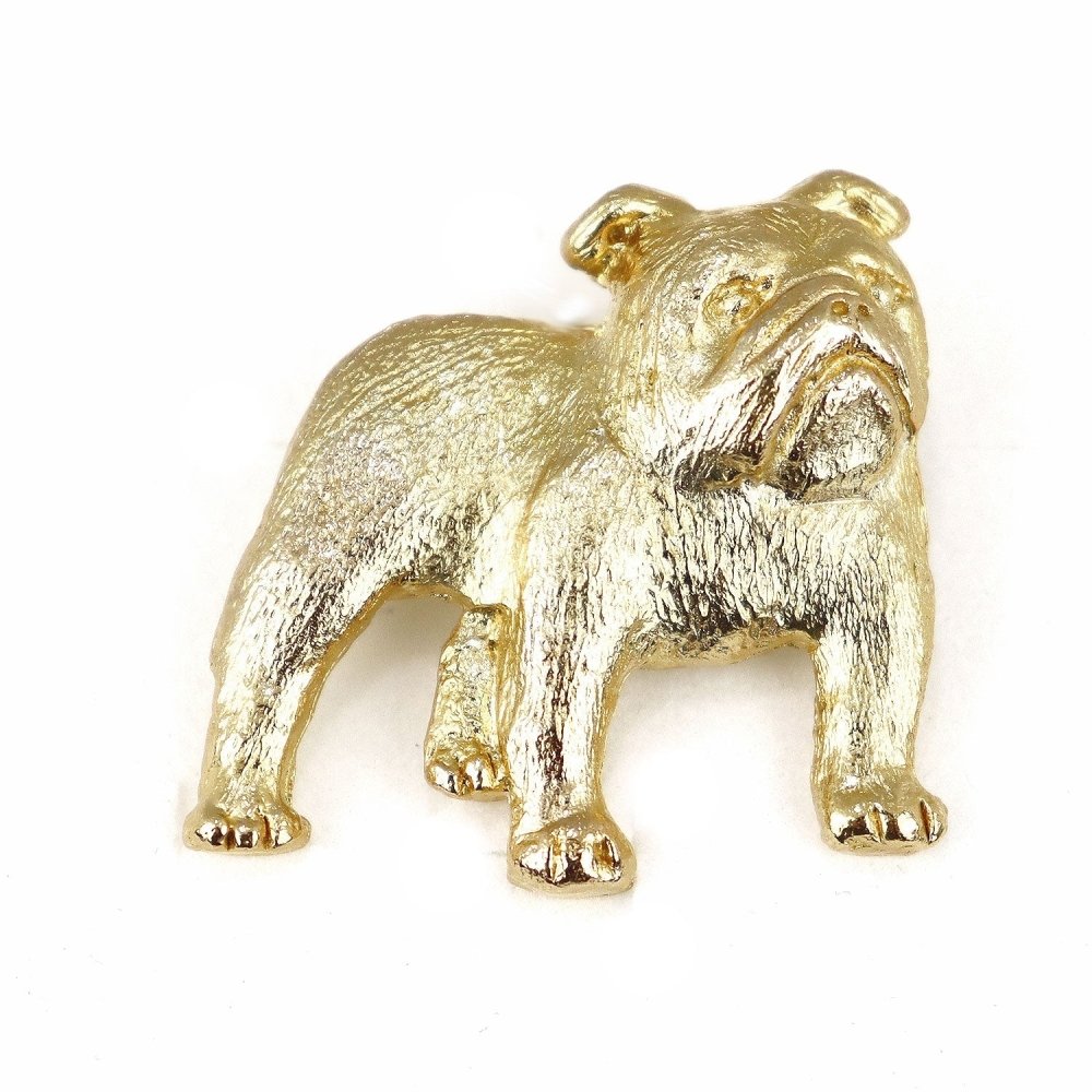 Englische Bulldogge Zinn-Brosche - Vergoldet-Tierisch tolle Geschenke