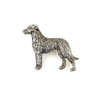 Deerhound Zinn-Brosche - Versilbert