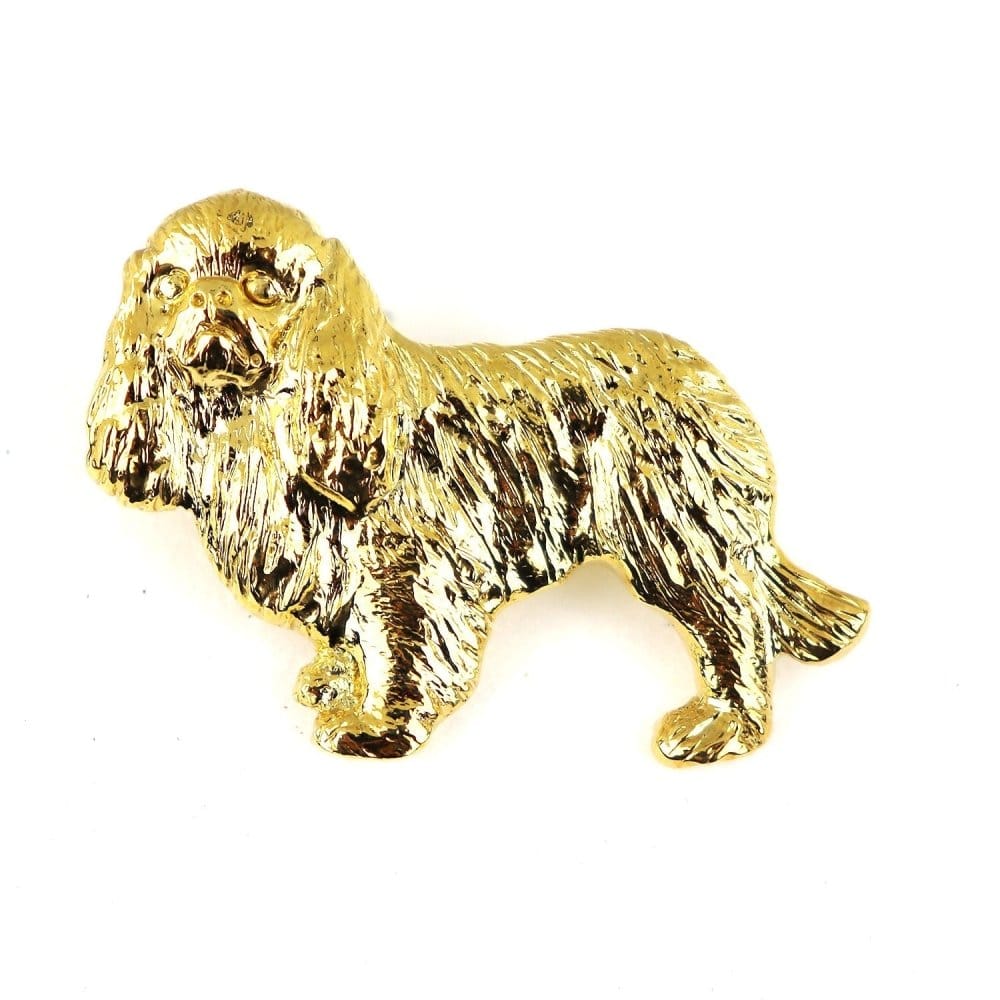 Vergoldete Zinn-Brosche mit Cavalier King Charles Spaniel
