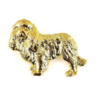 Vergoldete Zinn-Brosche mit Cavalier King Charles Spaniel