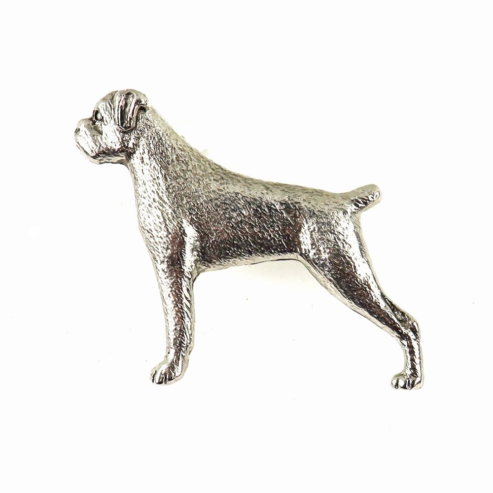Boxer Zinn-Brosche - Versilbert-Tierisch tolle Geschenke