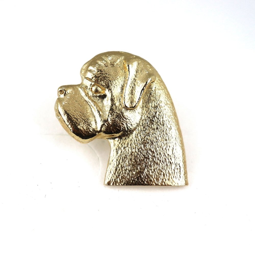 Boxer Kopf Zinn-Brosche - Vergoldet-Tierisch tolle Geschenke