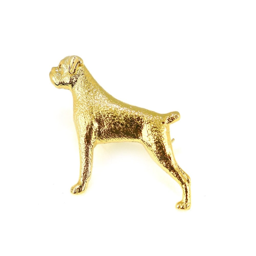 Boxer Zinn-Brosche - Vergoldet-Tierisch tolle Geschenke
