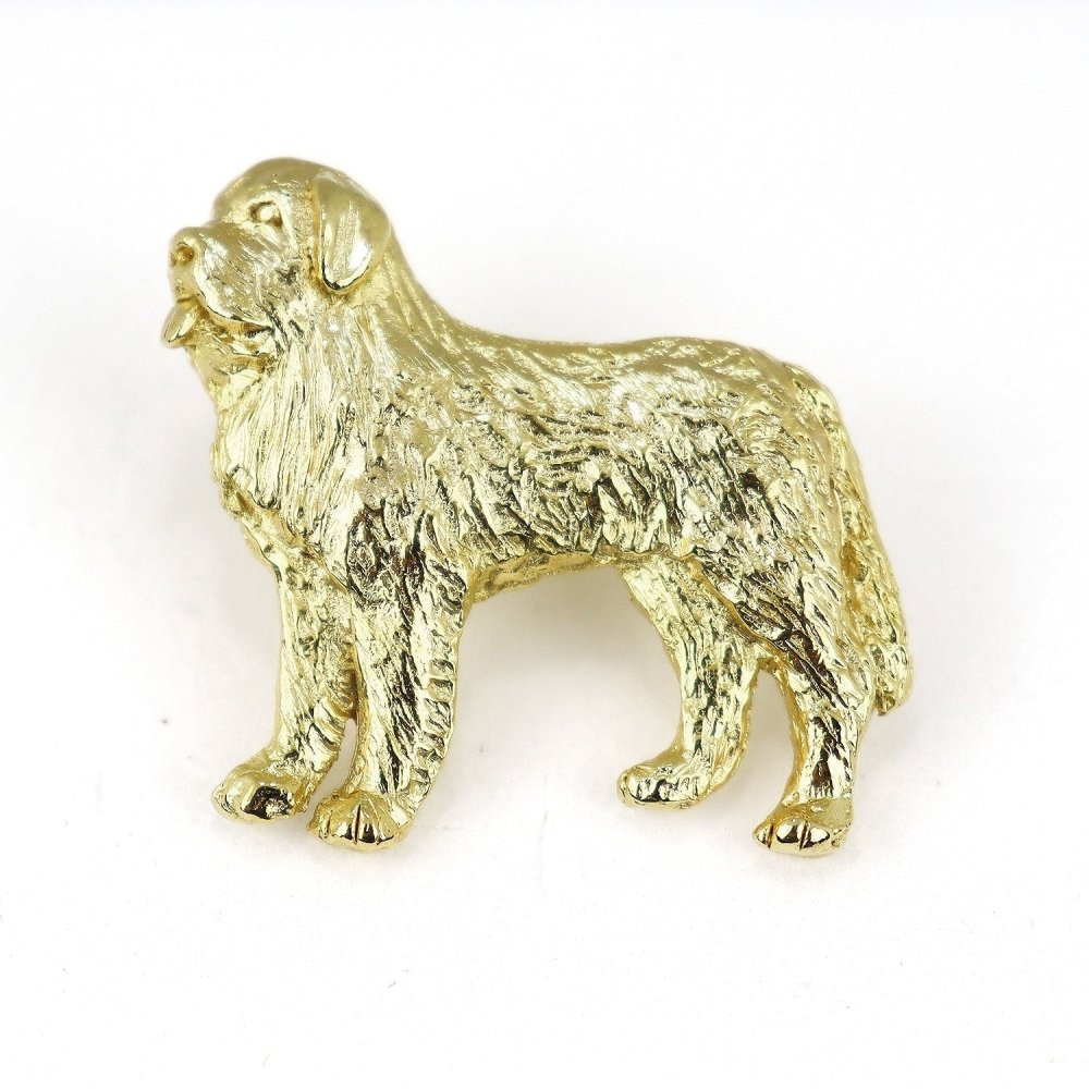Bernhadiner Zinn-Brosche - Vergoldet-Tierisch tolle Geschenke