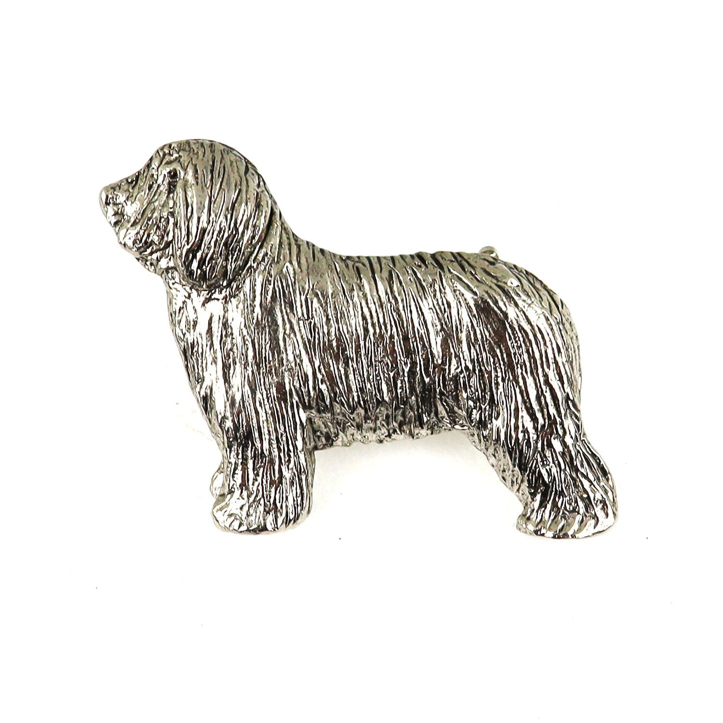 Bearded Collie Zinn-Brosche - Versilbert