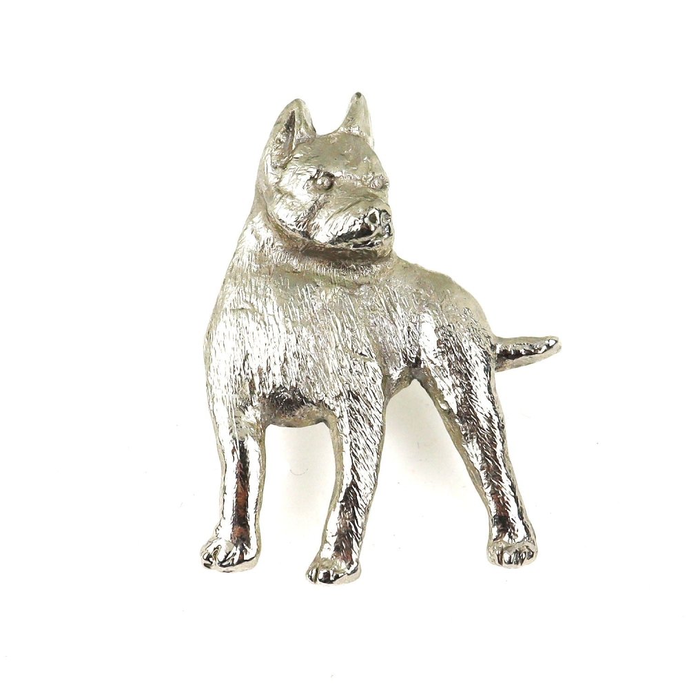 American Staffordshire Zinn-Brosche - Versilbert-Tierisch tolle Geschenke