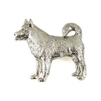 Versilberte Zinn-Brosche mit Alaskan Malamute