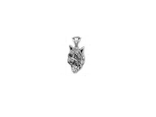 Schmuck - Anhänger: Silky Terrier Kopf -925er Sterling Silber-