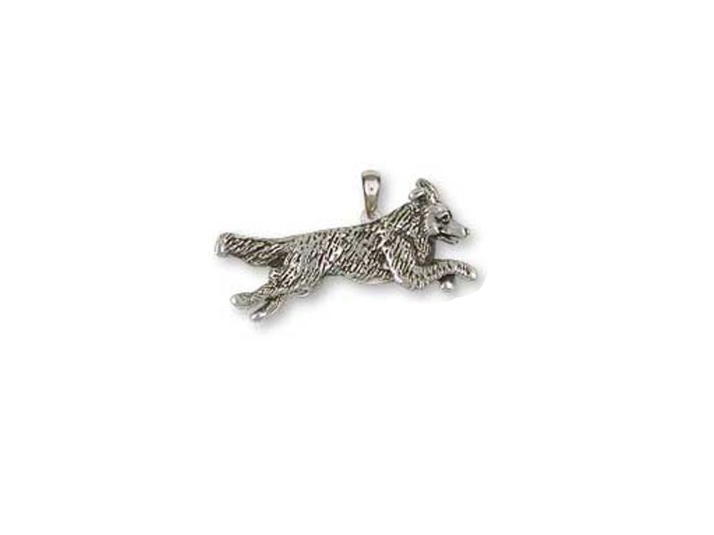 Schmuck - Anhänger: Border Collie springend -925er Sterling Silber-