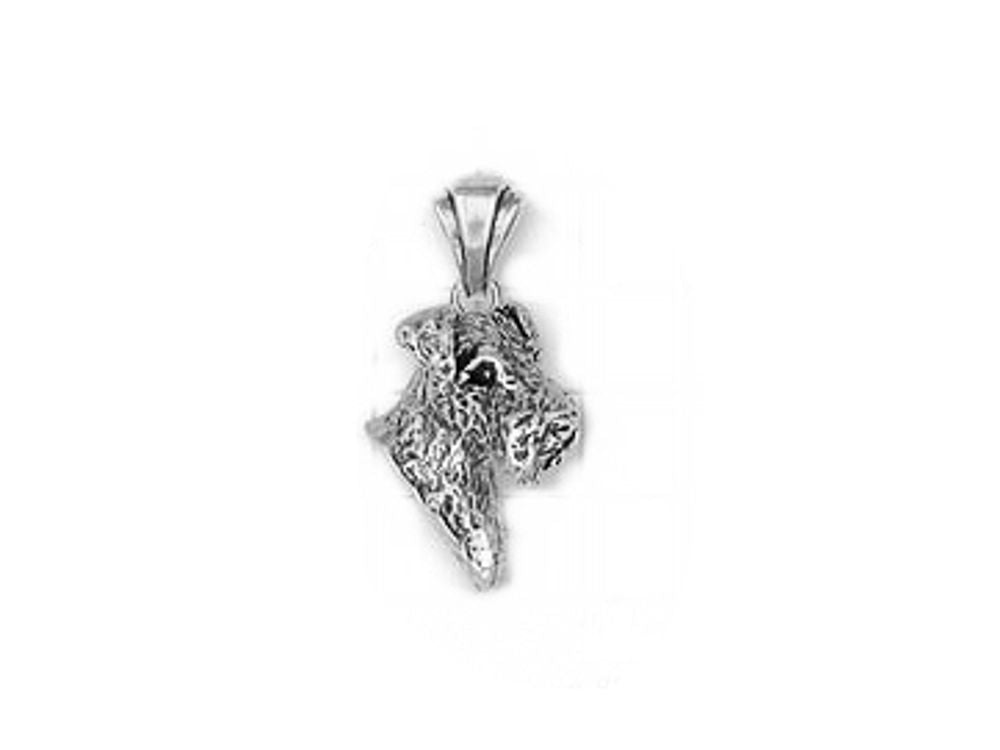 Schmuck - Anhänger: Airedale Terrier Kopf Seite -925er Sterling Silber-