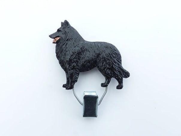 Handbemalter Startnummern-Clip mit Belgischem Schäferhund Groenendael