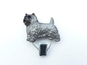 Handbemalter Startnummern-Clip mit Cairn Terrier, zweites Modell