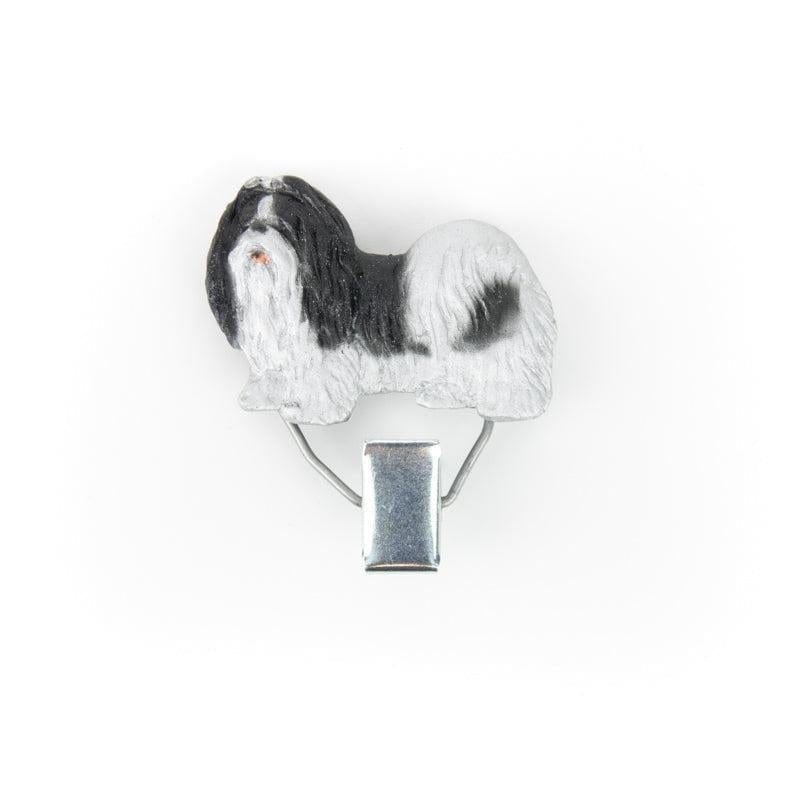 Handbemalter Startnummern-Clip mit Shih Tzu weiß-schwarz
