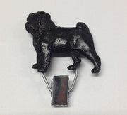 Handbemalter Startnummern-Clip mit Mops schwarz