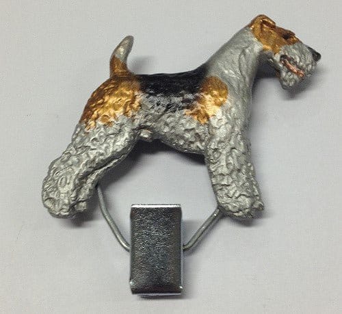 Handbemalter Startnummern-Clip mit Foxterrier Drahthaar