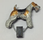 Handbemalter Startnummern-Clip mit Foxterrier Drahthaar