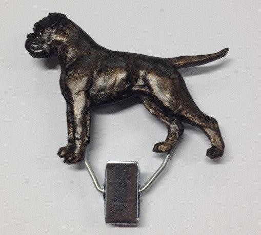 Handbemalter Startnummern-Clip mit Boxer brindle