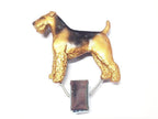 Handbemalter Startnummern-Clip mit Airedale Terrier