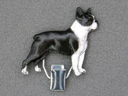 Handbemalter Startnummern-Clip mit Boston Terrier