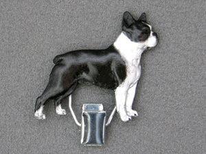 Handbemalter Startnummern-Clip mit Boston Terrier