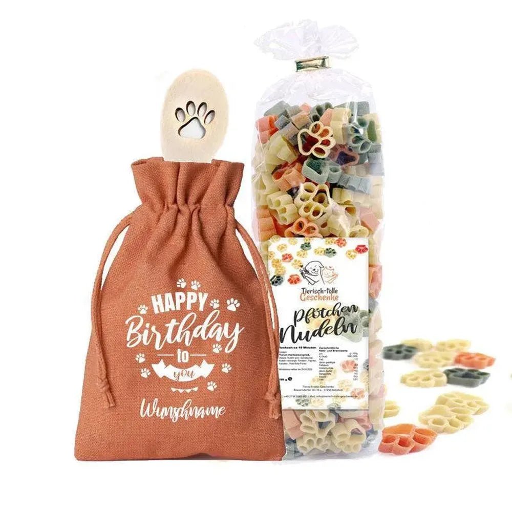 Geschenk-Set Geburtstag Kochlöffel & Nudeln -Wunschname- Kupfer-Tierisch tolle Geschenke