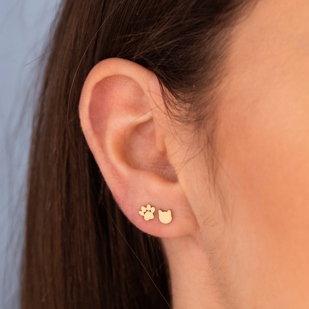 Ohrstecker Pfote aus Edelstahl vergoldet-Tierisch tolle Geschenke