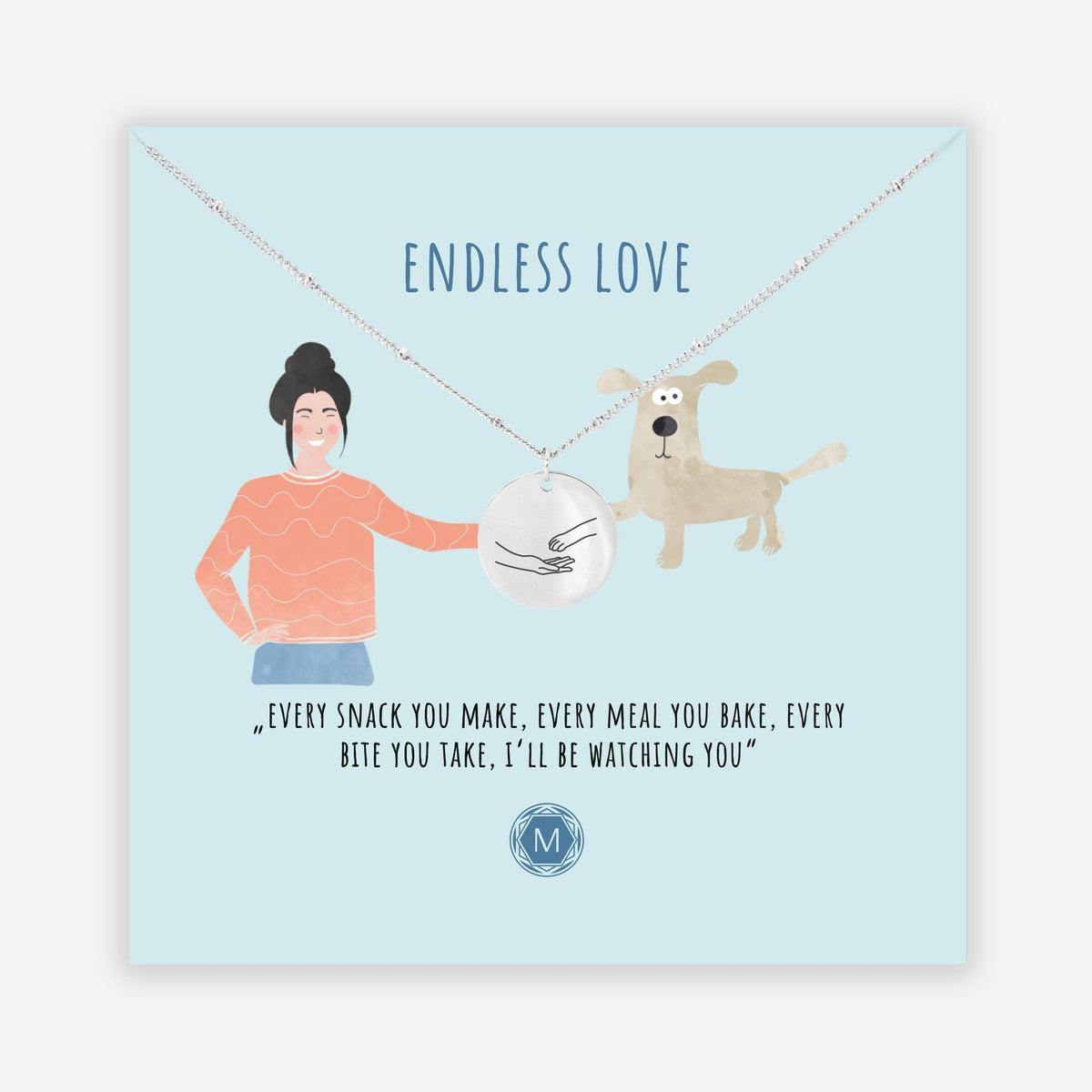 Murandum ENDLESS LOVE Halskette Silber – Coin-Anhänger Hand und Pfote aus Edelstahl