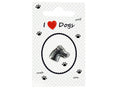 Blue Bug Gifts Ansteckpin I Love Dogs – Hundekopf-Silhouette aus Metall silberfarben 18x20mm