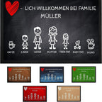 Fußmatte Strichmännchen in sechs verschiedenen Farbvarianten