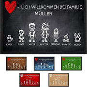Fußmatte Strichmännchen in sechs verschiedenen Farbvarianten