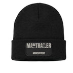 Beanie schwarz mit Mantrailer Motiv und individuellem Text