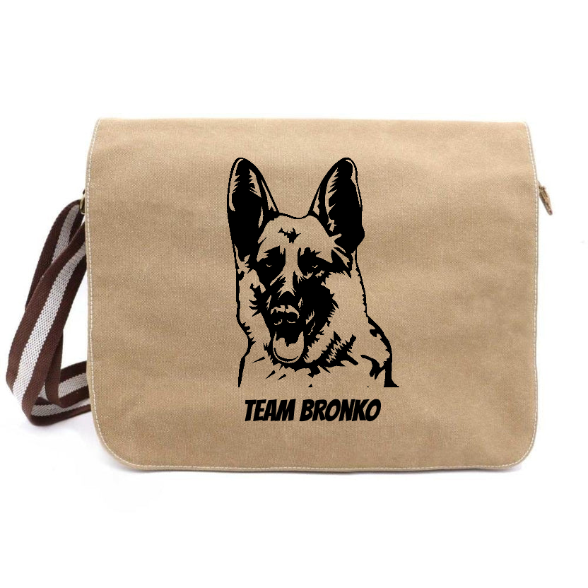 Personalisierte Canvas Messenger Bag mit Hundemotiv und Name