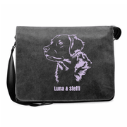 Canvas Messenger Bag in Schwarz mit Hunderassen-Motiv