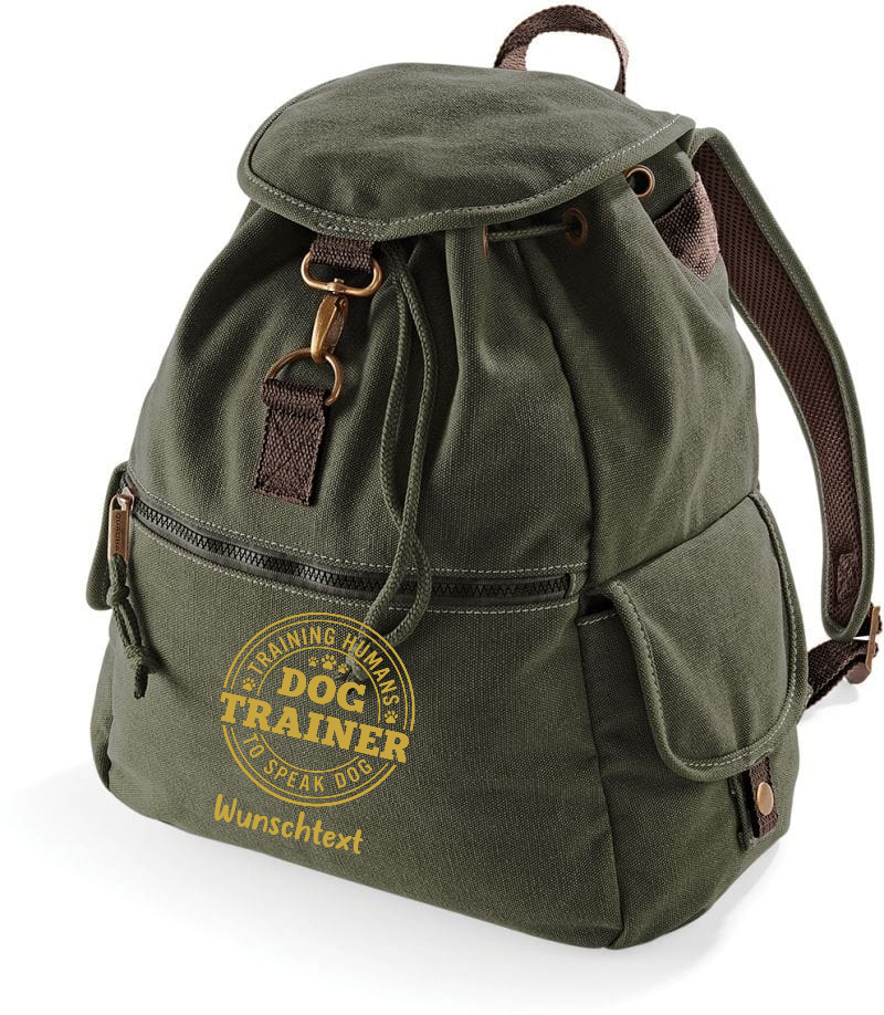 Canvas Messenger Rucksack Hundetrainer grün