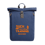 Rolltop Canvas Rucksack Vordertasche beidseitig oeffnend – Mantrailing Rucksack
