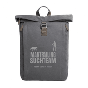 Rolltop Canvas Rucksack mit Mantrailing Motiv anthrazit – personalisiert
