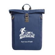 Rolltop Canvas Rucksack Mantrailing personalisiert – Vorderansicht marine