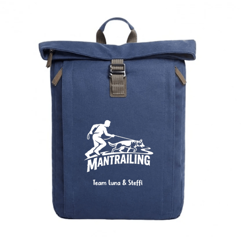 Mantrailing Rucksack personalisiert mit Namen Vorderansicht