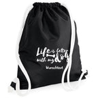 Turnbeutel mit verschiedenen Hundemotiven personalisiert